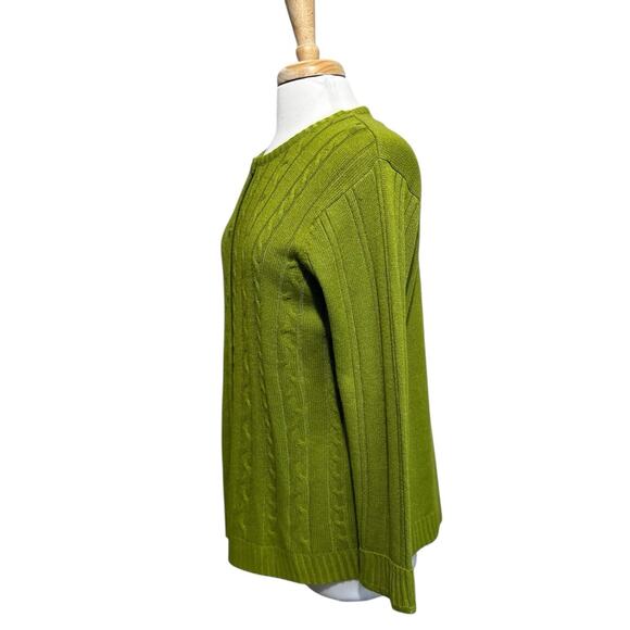 Vintage Sara Morgan Cable Knit Button Down Cardigan Sweater Women's M Green - Picture 4 of 6